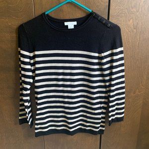 Striped Top with Buttons on Shoulder